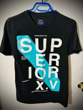 Superior X.V. Black Short-Sleeve Graphic Tee with Turquoise Accent